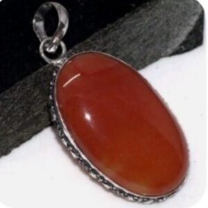 Carnelian Gemstone 925 Sterling Silver Handmade Pendant Necklace